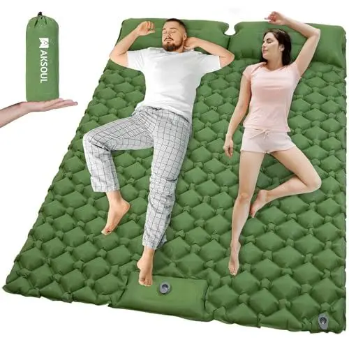 Produktbild: AKSOUL Isomatte Selbstaufblasend für Doppel Camping: Extra Breit Ultraleicht Aufblasbare Outdoor Luftmatratze - Tragbar Verdickte Selbstaufblasbare Campingmatte für Kinder Zelten Trekking Reise