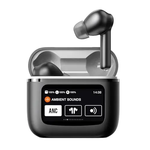 Produktbild: Aktive Noise Cancelling Kopfhörer in Ear ANC Wireless Headphones Kopfhoerer mit Touchscreen Bluetooth kabellos Kopfhörer Geräuschunterdrückung im Ohr mit Bildschirm schnurlos drahtlos Ohrhörer Earbuds