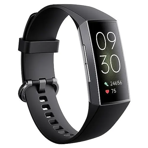 Produktbild: Aktivitätstracker für Frauen Männer 1.1''AMOLED Bildschirm Fitness Uhren mit Herzfrequenz Blutdruck Schlaf Monitor Kalorien Tracking Schritt Zähler Smart Band für Android und iPhone (schwarz 1)