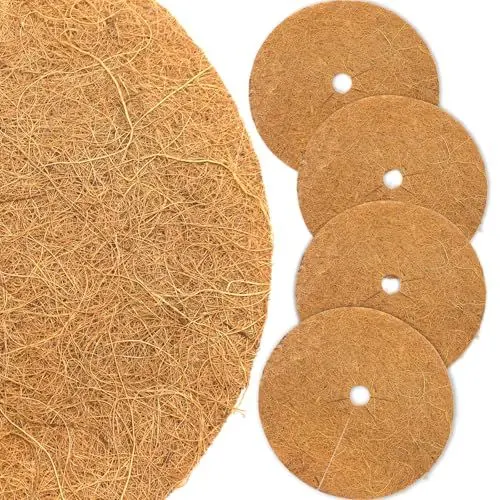 Produktbild: Akuoly Kokosmatten Winterschutz für Pflanzen Kokos-Mulchscheibe 30cm Durchmesser für Topfpflanzen Pflanzenschutz Kälteschutz, 4 Stück