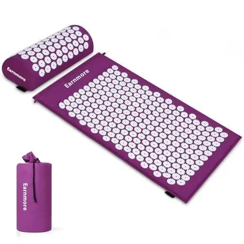 Produktbild: Akupressurmatte Akupressure Set Akupressurmatte mit Kissen Nagelmatte Blumenfeldmatte Nadelmatte/Nadelreizmatte Nadelbrett Yantramatte Pranamatte Akupunkturmatte, Lila weiß