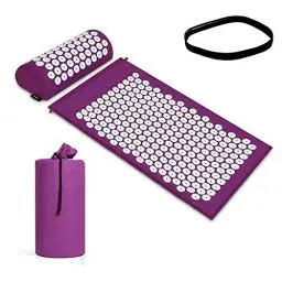 Produktbild: BULZEU Akupressurmatte mit Kissen, Akupressur Set gegen Nacken und Rückenschmerzen, Akupunkturmatte Acupressure Mat Massagematte zur Wohltuenden Entspannung und Massage (Lila)