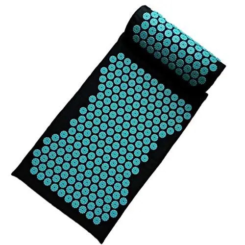 Produktbild: Akupressur-Set-Mat & Kissen-Massage-Therapie Yoga-für Rücken Nackenschmerzen Schmerzlinderung und Muskelentspannung, schwarz, Blau