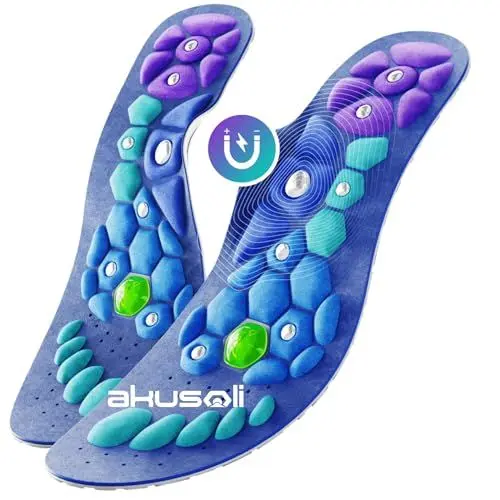 Produktbild: Akusoli | Komfort Einlegesohlen Herren Damen Fußgewölbestütze, Schuheinlagen für Arbeitsschuhe zur Linderung von Plantarfasziitis, Plattfuß und Verteilt Fußdruck EU36-42(27cm)