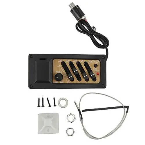 Produktbild: Akustikgitarren-Tonabnehmer, 4-Band-EQ 7545R Equalizer-System-Tonabnehmer, Akustikgitarren-Vorverstärker-Piezo, Verstärker-Equalizer-Tuner-Piezo-Tonabnehmer für Akustikgitarren