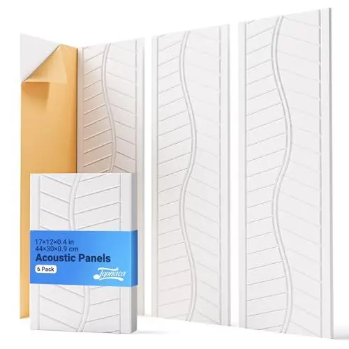 Produktbild: Akustikpaneele Selbstklebend 6 Stück, Topnaca Schallabsorber Schallschutz Wand schalldämmung, Bananenblatt-Design Hoch Dichte Akustikpaneele für Deko, Büros, Studios, Schallschutzplatten (44x30x0.9cm)