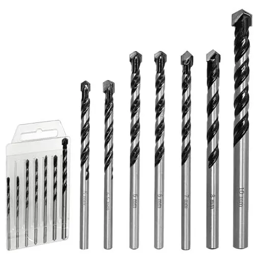 Produktbild: AKYLIN Bohrer Set，Zylinderschaft Schnellbohrkronen，Mehrzweckbohrer Set，Fliesenbohrer Glasbohrer Set Ø5-5.5-6-6-7-8-10mm，7-tlg Bohren mit Hartmetallspitze für Mauerwerk，Ziegel，Fliesen，Kunststoff，Holz