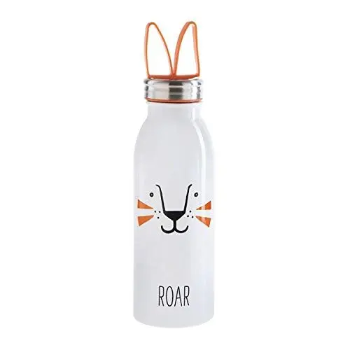 Produktbild: Aladdin Zoo Thermavac Trinkflasche Edelstahl Kinder 0.43L Lion - Thermosflasche Hält 7 Stunden Kalt - Auslaufsicher - Weiche Fingertrageschlaufe aus Silikon - Wasserflasche BPA-Frei