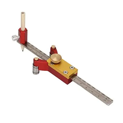 Produktbild: Aladeno 3-in-1-Anreißlineal, 8,46 Zoll, Anreißwerkzeug aus Aluminiumlegierung, metrisches imperiales Markierungsmaß, Multifunktions-Holzbearbeitungswerkzeuge, Tischlerwerkzeuge,