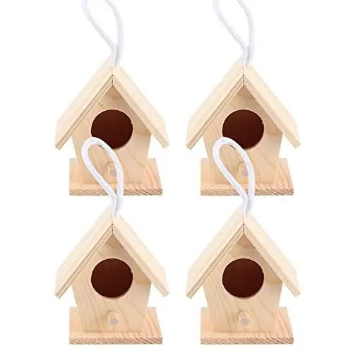 Produktbild: XIASABA Bird Platane Wood 15. 0×14. 0×6. 0 4 Stücke Outdoor Holz Vogelhaus Hängende Vogel Ruhebox Garten Dekoration Ornament Garten Dekor Vogelhaus