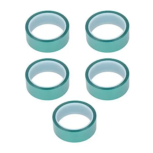 Produktbild: Aladeno 5 Stück Abdeckband, PET-Klebeband, Malerband, 33 mm Breite, 33 m Länge, grünes Silikon-Klebeband, Spritzlackierschutz, Hochtemperaturband, hitzebeständiges Klebeband