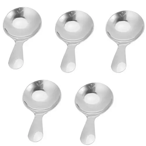 Produktbild: Aladeno 5 Stück Eisportionierer, Edelstahllöffel, Rührlöffel, Teelöffel für Kaffee, Zucker, Dessert, Kuchen, Eis, Suppe, Cappuccino – Küchenutensilien (Silver)
