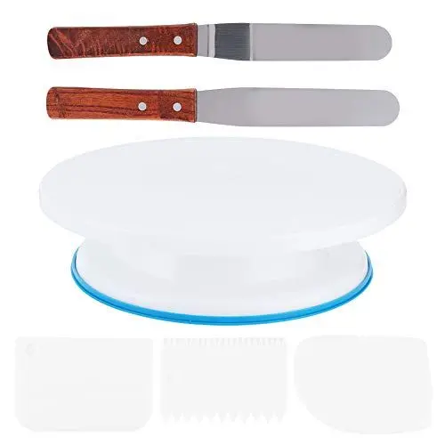 Produktbild: 6-teiliges Kuchen-Dekorationsset, Küche, Kuchendekoration, Drehteller, rotierender Kuchenständer mit Schaber, DIY-Werkzeug, Kuchendekorations-Drehteller