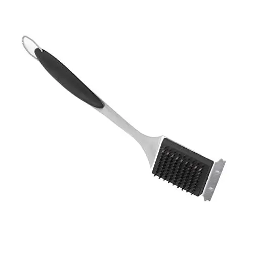 Produktbild: Aladeno Barbecue-Grillbürste, Schaber, Langer Griff, Edelstahl, silberfarben, Keine Kratzer, Reinigung, tragbare Grill-Reinigungsbürste aus gewebtem Draht für Outdoor, Garten,