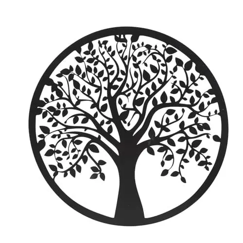 Produktbild: Aladeno Baum des Lebens, Wanddekoration, Metallkunst, Wanddekoration, Stammbaum, Wanddekoration, Metall-Familien-Hängetafel, runde moderne Plakette, 30 cm, für Badezimmer, Küche,