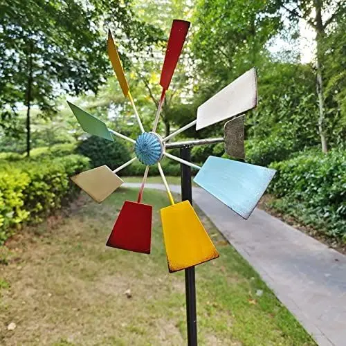 Produktbild: Aladeno Garten-Windspiel, Bunte Windskulptur, Wetterfahne, wetterbeständige Windskulptur für den Außenbereich, für Garten, Outdoor, Landschaftsdekoration