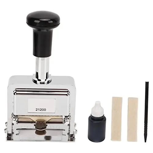 Produktbild: Aladeno Nummernstempel, 12-stellig, selbstfärbend, automatischer Nummerierungsstempel mit Griff, professionelles Nummerierungsgerät, schneller, einfach zu verwendender Bürostempel