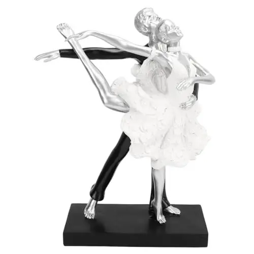 Produktbild: Aladeno Paar tanzende Skulptur aus Kunstharz, 17,5 x 7,6 cm, Moderne, einfache, Innovative Raumdekoration, handgefertigte Bürodekoration, Heimdekoration für Wohnzimmer, (Ballet Dance for Two People)