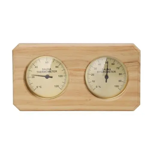 Produktbild: Aladeno Sauna-Thermometer und Hygrometer aus Holz, 2-in-1, Luftfeuchtigkeit, Temperaturmessung, Sauna-Zubehör, Raumthermometer, Innenthermometer, Luftfeuchtigkeitsmesser für