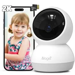 Produktbild: Alaga 2K Überwachungskamera Innen, 5G WLAN Kamera Überwachung Innen mit Bewegungserkennung, Nachtsicht, kompatibel mit Alexa und Google Assistant, Enthält 32GB Speicherkarte