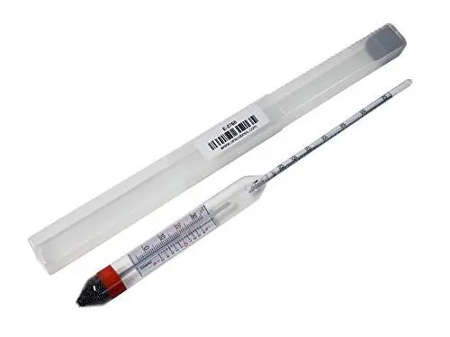Produktbild: AL-AMBIK® Alkoholmeter mit integriertem Thermometer und Ausgleichsskala Messbereich 30-60 Vol% I Alkoholmessgerät Markenqualität für exakte Messungen I Lieferung inkl. Gebrauchsanleitung