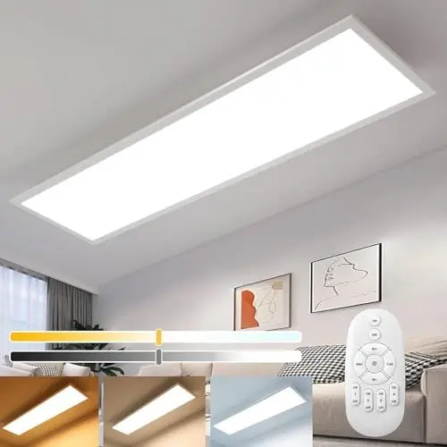 Produktbild: Alampia LED Panel Deckenleuchte Flach 100x25 CM mit Fernbedienung, 28W Deckenleuchte Dimmbar, Büro deckenlampe LED mit Memory Funktion, 2700K - 6500K Warmweiß Kaltweiß Küche Wohnzimmer