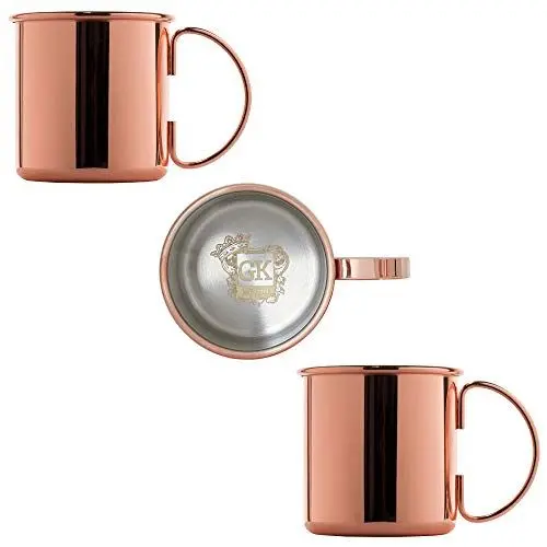 Produktbild: ALANDIA Kupferbecher Moscow Mule Becher 2er Set glatt Premium Qualität | Außen verkupfert, innen Edelstahl, dadurch pflegeleicht | Roségold | Auch für Gin Tonic bestens geeignet