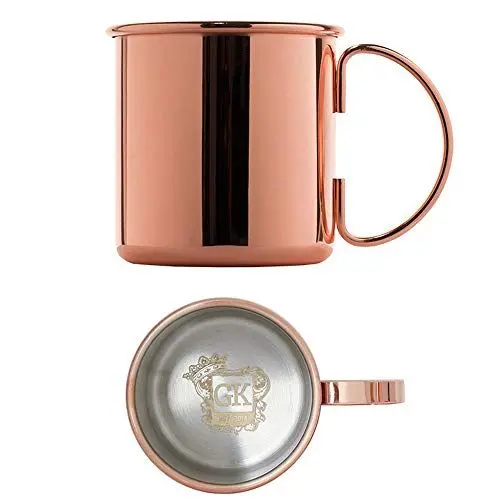 Produktbild: ALANDIA Premium Kupferbecher Moscow Mule Becher glatt | Verkupferter Edelstahl | Läuft nicht an, dadurch pflegeleicht | Auch ideal für Gin Tonic und als Geschenk