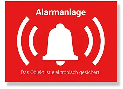 Produktbild: Alarmanlage Aufkleber Alarmgesichert Sticker Innen Außen UV-Schutz, Warnaufkleber Alarm Aussenklebend, Hinweis Alarmanlage, 5 Stück