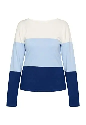 Produktbild: ALARY Women's Damen Feinstrickpullover mit Blockstreifen 15426486-AL01, Marine Blau Weiss, XS/S Sweater
