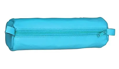 Produktbild: Alassio 43143 - Schlamperrolle aus echtem Leder, Stiftetui türkis, Schlamper ca. 21 x 6 cm, Schlampermäppchen rund, Etui für Schreibgeräte, Faulenzer mit Reißverschluss