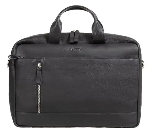 Produktbild: Alassio 47034 - Laptoptasche TIBER, Schultertasche für 15 Zoll Notebooks, Umhängetasche aus Echtleder, Tasche mit gepolstertem Laptopfach und Reißverschluss Hauptfach in schwarz, ca. 28 x 41 x 9,5 cm