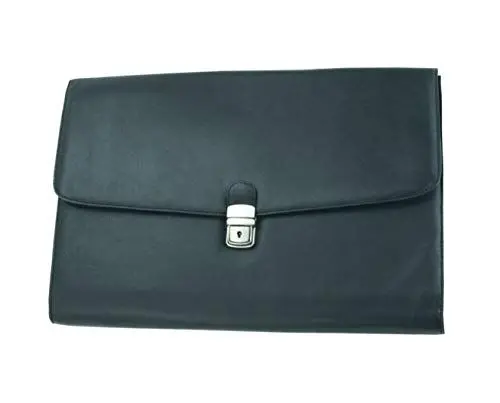 Produktbild: ALASSIO 41016 Dokumententasche Udine, Aktenmappe aus echtem Leder, verschließbare Dokumentenmappe, für A4 Format Aktentasche, 39 cm, Schwarz