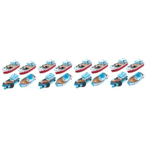 Produktbild: Alasum 4 Sets Harz Maßstab Szenen Fischerboot Modell Nautische Wohnkultur Fischer Spielzeug Tisch Ornament 4 Stücke *