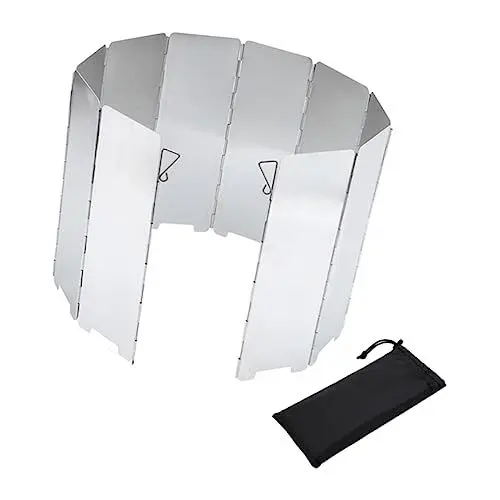 Produktbild: Alasum 1 Satz Camping Windschutzset Aluminium Teilig für Gaskocher und Outdoor Aktivitäten Effektiver Schutz Wind Brennstoffverbrauch für Grillen und Camping Zufällige