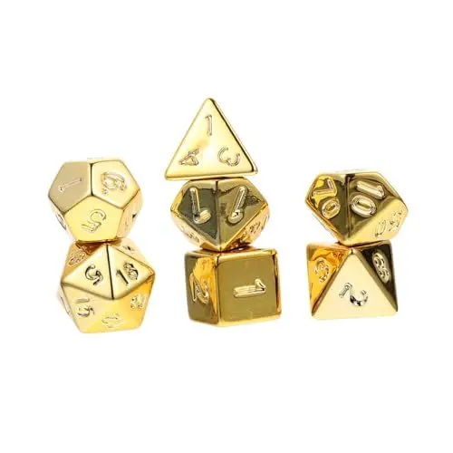 Produktbild: Alasum Acryl-würfelset mit Metallic-Finish 7-teilig Mehrseitige Würfel Zahlengravur Brettspiel-Requisiten Leicht Tragbar für Spiele Zu Jeder Zeit