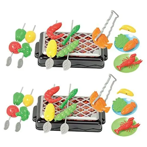 Produktbild: Alasum 2 Sätze Kinder Barbecue Spielzeug Mini-Barbecue-Grill Essen Vorgeben Küchenspielzeug Mini-Essen Spielnahrung Für Die Kinderküche Kleinkind Backofengestell Lebensmittel Plastik