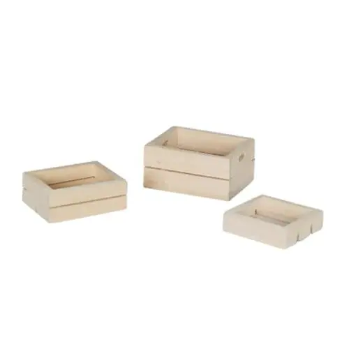 Produktbild: Alasum 3st Obst- Und Gemüsebox 3-teiliges Set Miniaturmöbel Miniaturspielzeug Mini-hausmöbel Mini-möbelmodell Hausdekorationen Für Zu Hause Rahmenmodell Mini-hausverzierung Holz Khaki