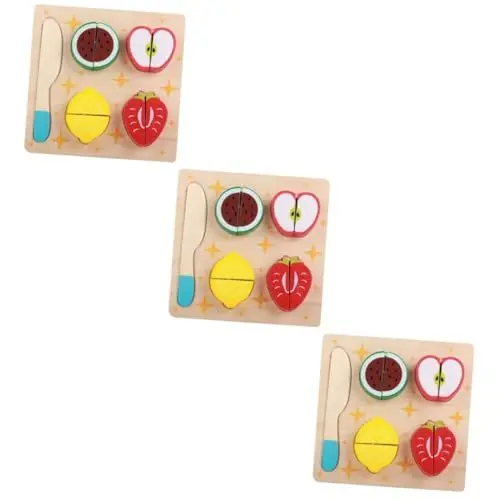 Produktbild: Alasum 3st Schneidespielzeug Für Kinder Puzzle Zum Schneiden Von Früchten Kinder Schneiden Spielzeug Obstspielzeug Schneiden Hölzern