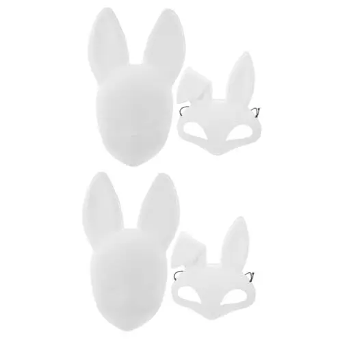 Produktbild: Alasum 4 Stück Handgezeichnete Kaninchengesichtsmaske Dekorative Masken Einzigartige Maske Maskenstütze Leere Maskerademasken Festivalmaske Frauenmaske Tiermasken Karnevalsmaske Prop Pvc