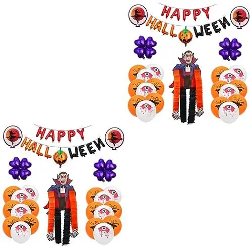 Produktbild: Alasum 50stücke Halloween Ballon Set Folienballons Und Latexballons Für Gruselige Partys Dekoration Für Halloween-feiern Und Fotoboxen