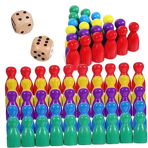 Produktbild: Alasum 50 Stück Spielset Ludo-Spiel Brettspielfiguren Rätsel Brettspiel Schach Ketten-Dreieck-Spiel riesige Spielfiguren Schachspiele Schachbrett Zubehör für Brettspiele Schachmarker Holz