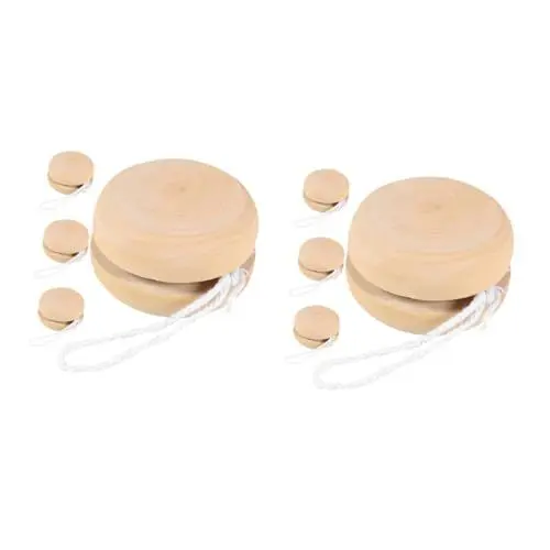 Produktbild: Alasum 8 STK Jo-Jo Spielzeug für Kinder kinderspielzeug Yo-Yo Ball aus Holz DIY Yo-Yo-Ball Kreatives Spielzeug unbemaltes Malspielzeug Zeichenspielzeug aus Holz hölzern Khaki