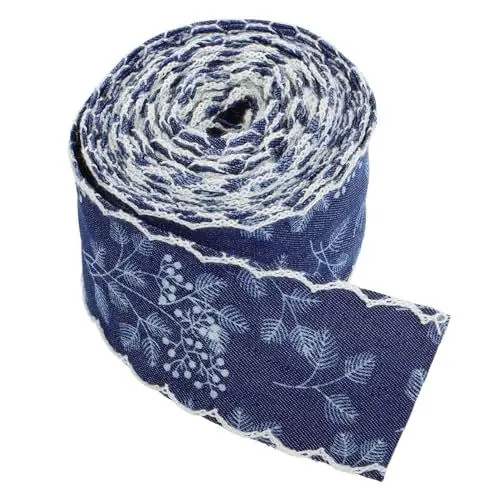 Produktbild: Alasum Denim-stoffbänder Mit Blumenrand Und Jakobsmuschelrand Für Handgefertigte Kleidung