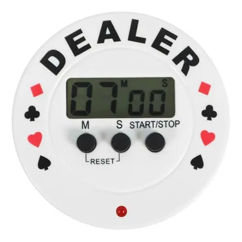 Produktbild: Alasum Poker-Timer - Weiß - Digitaler Timer für Poker, Backen, Waschen & mehr - Party-Tools - Tragbar mit Knopfbatterie - Max. 99 Min. 59 Sek.