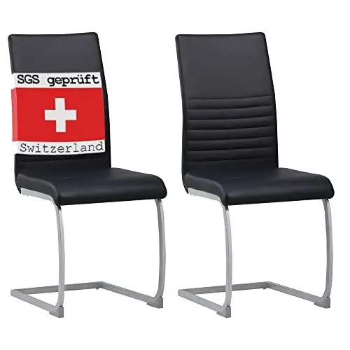 Produktbild: ALBATROS Freischwinger Stuhl Murano 2er Set, Schwarz - Esszimmerstuhl Schwingstuhl mit Modernem Design und Kunstleder-Bezug - Küchenstuhl, Polster-Stuhl Esszimmer, Esstisch Stuhl