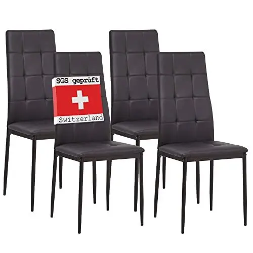 Produktbild: Albatros Esszimmerstühle 4er Set Rimini, Braun - Edles Italienisches Design, Kunstleder-Bezug, bequemer Polsterstuhl - Moderner Küchenstuhl, Stuhl Esszimmer oder Esstisch Stuhl