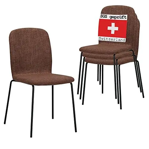 Produktbild: ALBATROS Esszimmerstühle 4er Set ENNA, braun - stapelbar, bequemer Polsterstuhl - Eleganter Küchenstuhl, Stuhl Esszimmer oder Esstisch Stuhl, Konferenzstuhl