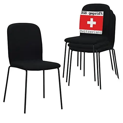 Produktbild: ALBATROS Esszimmerstühle 4er Set ENNA, schwarz - stapelbar, bequemer Polsterstuhl - Eleganter Küchenstuhl, Stuhl Esszimmer oder Esstisch Stuhl, Konferenzstuhl
