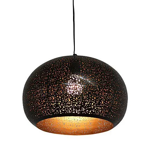 Produktbild: albena shop Hängelampe & Pendelleuchte MUJA Metall ø 34cm schwarz/gold, (Ohne Leuchtmittel) Diese moderne Deckenlampe erzeugt einzigartige Schatten, die den Raum auf besondere Weise beleuchten.